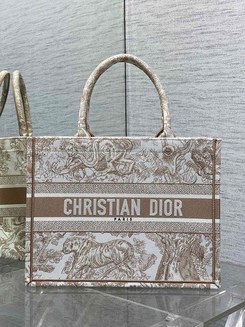 Christian Dior Medium “Toile de Jouy” Book Tote in Beige Embroidery