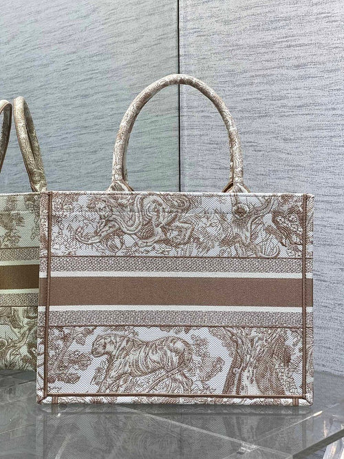 Christian Dior Medium “Toile de Jouy” Book Tote in Beige Embroidery