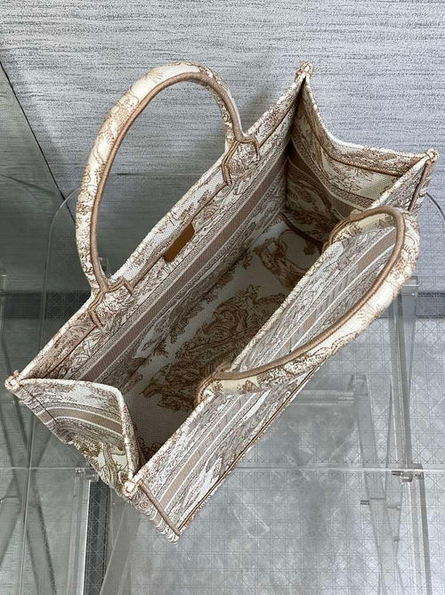 Christian Dior Medium “Toile de Jouy” Book Tote in Beige Embroidery