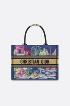 Christian Dior Paris Cityscape Embroidered Book Tote – Blue Multicolor Canvas