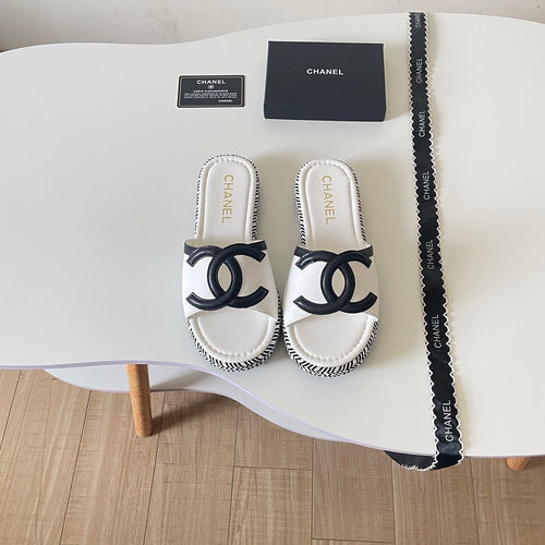 CHANEL CC Riviera Platform Slides