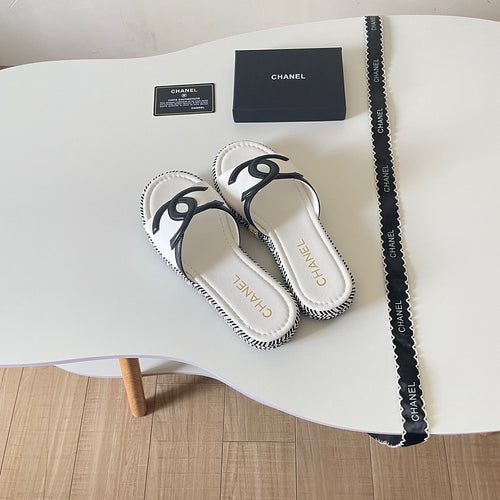 CHANEL CC Riviera Platform Slides