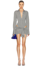 Steel Elegance Cut-Out Tie Mini Dress