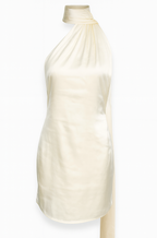 Étoile Blanche Satin Halter Mini Dress