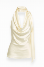Étoile Blanche Satin Halter Top – S–L