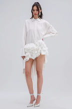 Écume Blanche Ruffle Hem Shirt Dress
