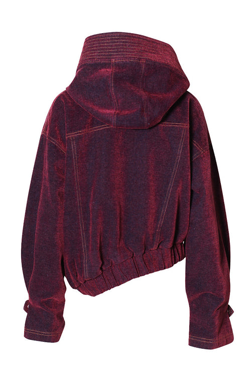 Crimson Eclipse Cropped Hooded Jacket