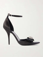 BALENCIAGA Crystal Bow Satin Sandals