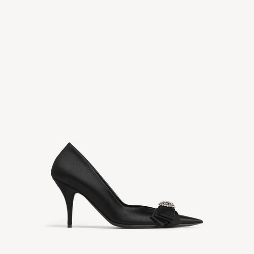 BALENCIAGA Crystal Bow Satin Pumps