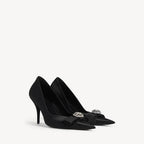 BALENCIAGA Crystal Bow Satin Pumps