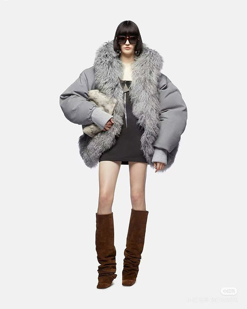 Grise Éminence Shearling Duvet Coat