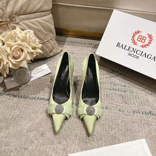 BALENCIAGA Crystal Bow Satin Sandals