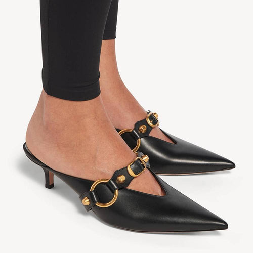 BALENCIAGA Monaco Buckle Leather Mules