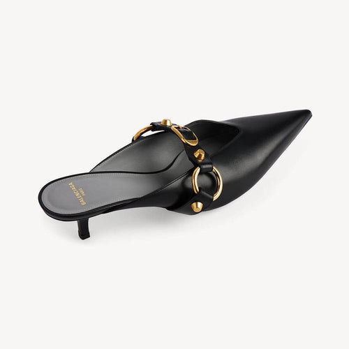 BALENCIAGA Monaco Buckle Leather Mules