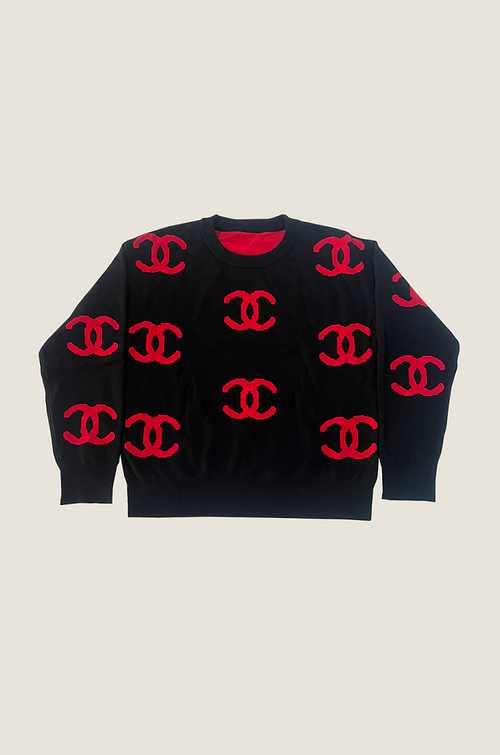 Chanel Noir Rouge Emblem Sweater