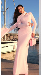 Rosé Élan Draped Scarf Gown