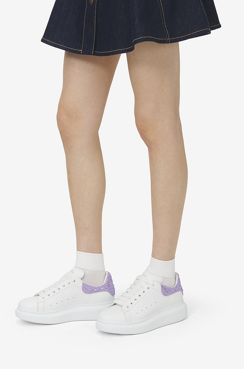Alexander McQueen Oversized Sneaker – White with Lilac Crystal Detail