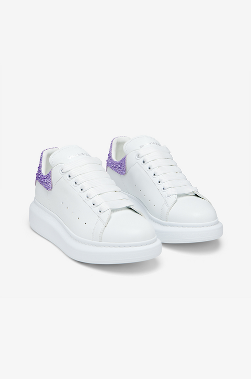 Alexander McQueen Oversized Sneaker – White with Lilac Crystal Detail