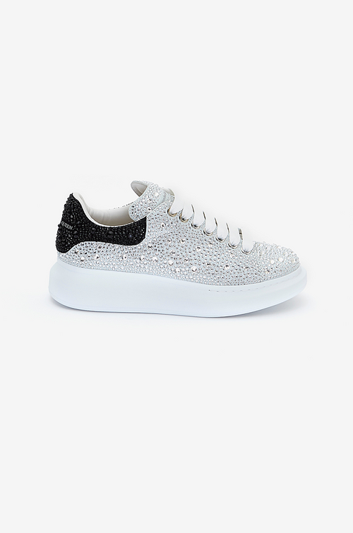 Alexander McQueen Oversized Sneaker – Crystal-Embellished with Black Heel Tab