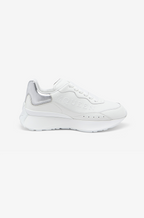 Alexander McQueen Sprint Runner Sneaker – White with Metallic Silver Heel