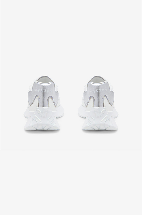 Alexander McQueen Sprint Runner Sneaker – White with Metallic Silver Heel