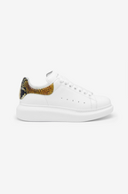 Alexander McQueen Oversized Sneaker – White with Yellow Python-Effect Heel