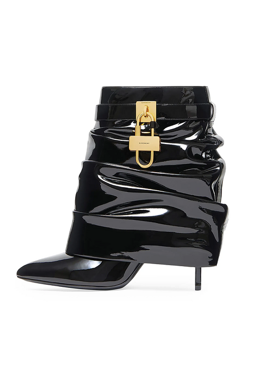 Givenchy Lock Ankle Boot in Patent Leather – Black with Gold Hardware