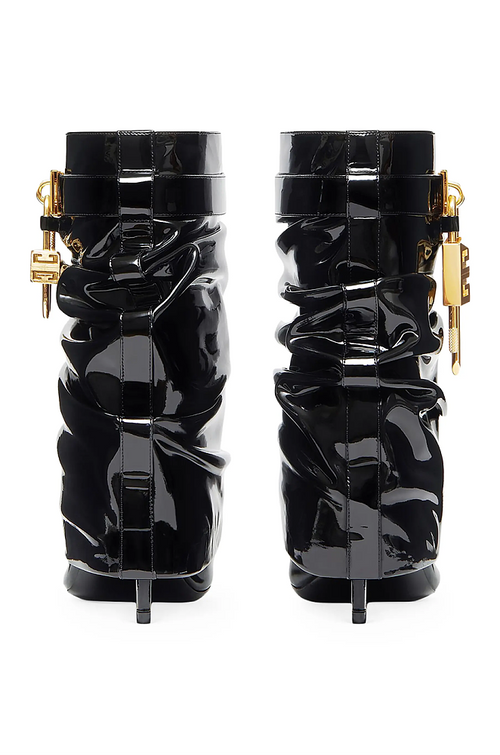 Givenchy Lock Ankle Boot in Patent Leather – Black with Gold Hardware