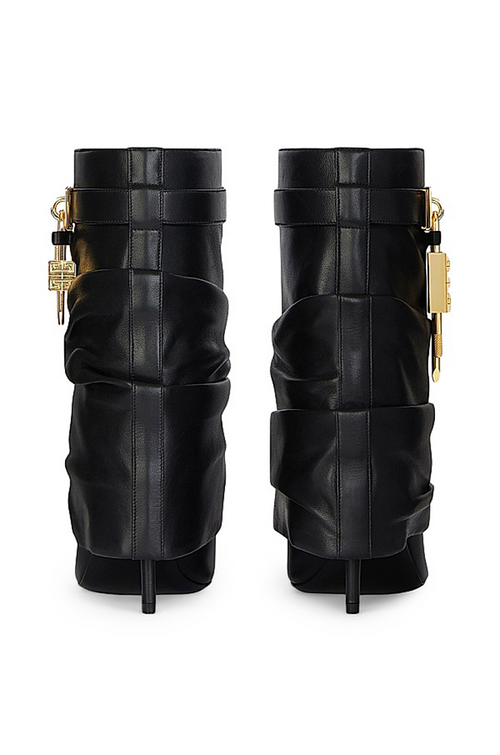 Givenchy Shark Lock Stiletto Ankle Boots – Black Smooth Leather