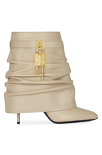 Givenchy Shark Lock Stiletto Ankle Boots in Beige Leather
