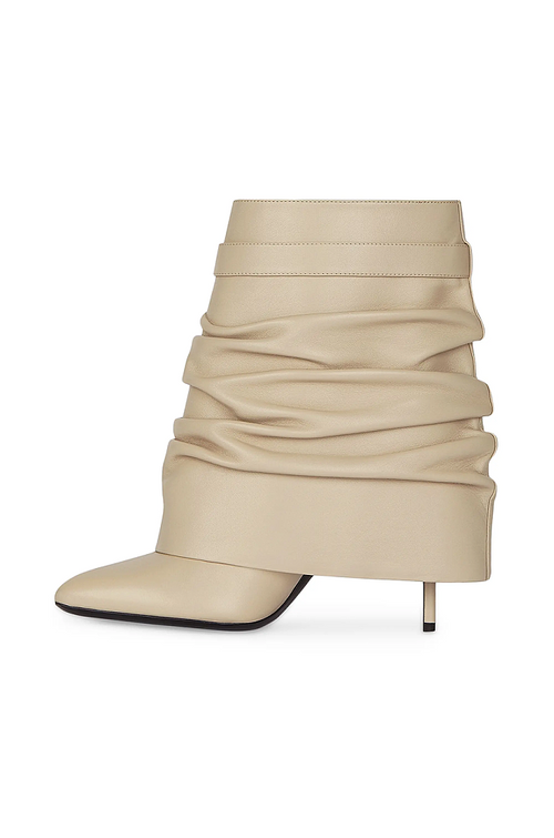 Givenchy Shark Lock Stiletto Ankle Boots in Beige Leather