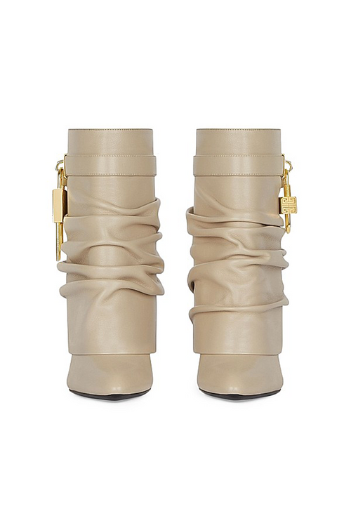 Givenchy Shark Lock Stiletto Ankle Boots in Beige Leather