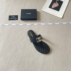 CHANEL Quilted Leather CC Thong Sandal