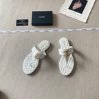 CHANEL Quilted Leather CC Thong Sandal