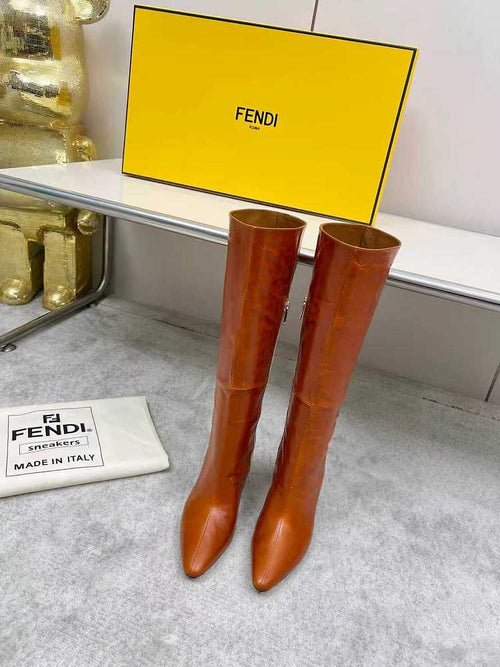Fendi Stiletto Leather Knee-High Boots – Caramello
