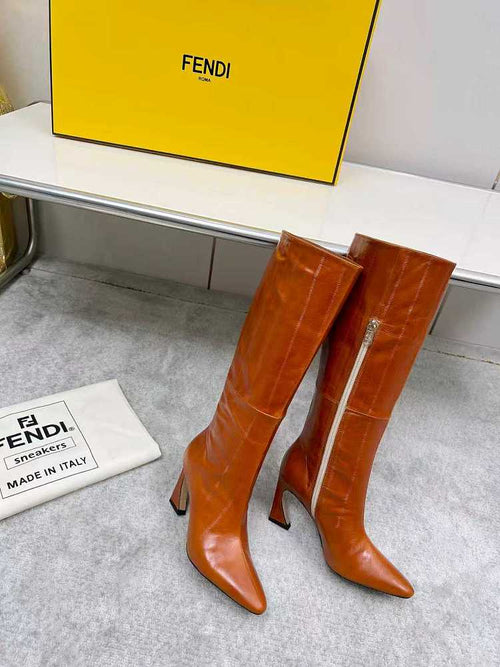 Fendi Stiletto Leather Knee-High Boots – Caramello