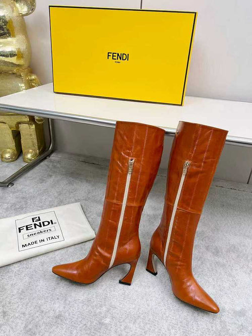 Fendi Stiletto Leather Knee-High Boots – Caramello