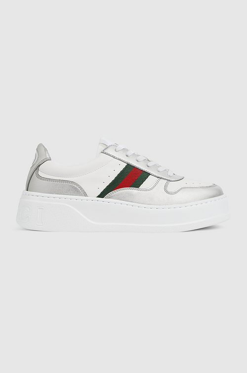 Gucci Ace Platform Sneaker – Silver Metallic Trim