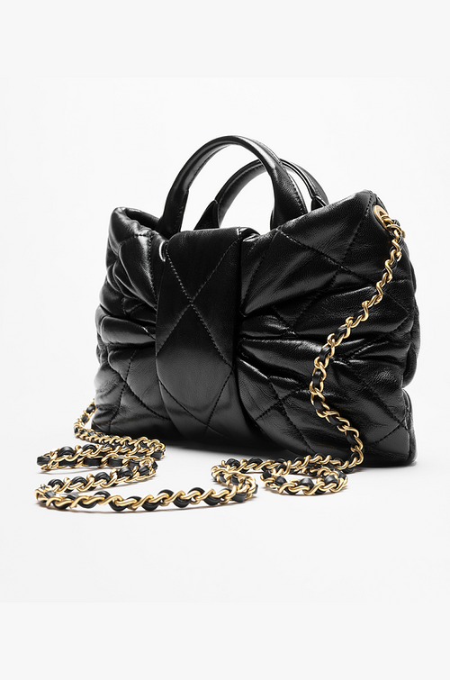 Chanel Bow Quilted Flap Bag – Black Lambskin with Gold Hardware