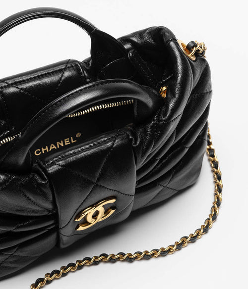 Chanel Bow Quilted Flap Bag – Black Lambskin with Gold Hardware