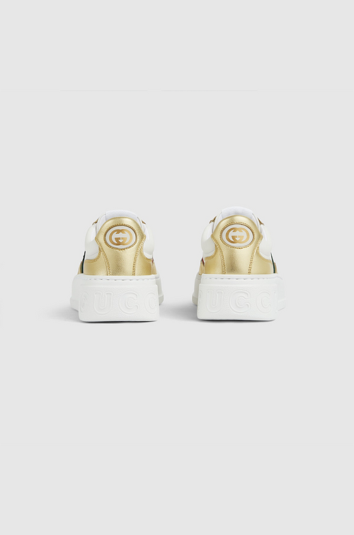 Gucci Web-Stripe Gold Supreme Sneakers