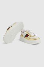 Gucci Web-Stripe Gold Supreme Sneakers