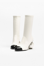 Chanel Stretch Lambskin & Patent Calfskin High Boots with Pearled Heel