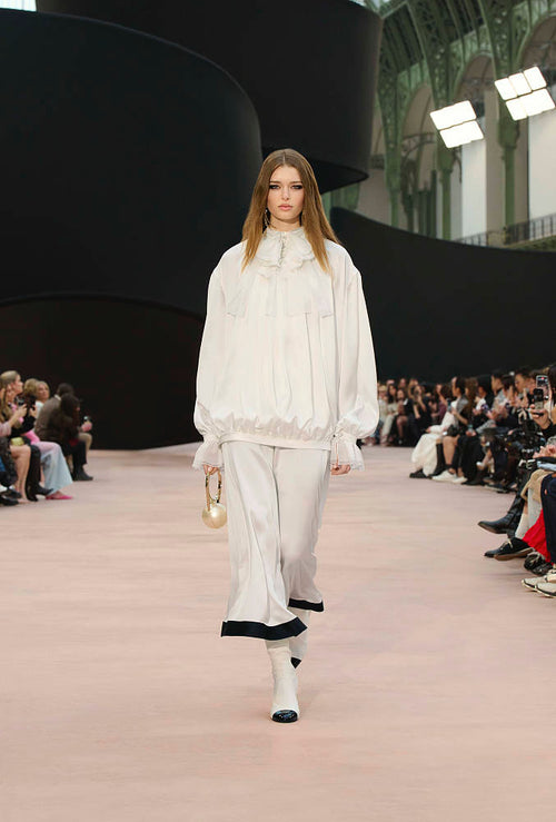 Chanel Stretch Lambskin & Patent Calfskin High Boots with Pearled Heel