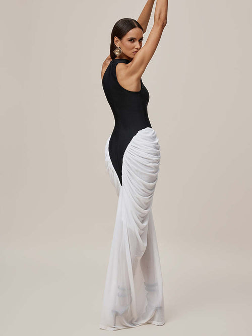 Astrella Noir Draped Halter Gown — Luxe Edition