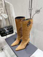 Chrome Heart Leather Heel Boots