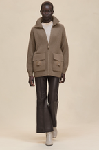 Hermès Wool Knit Zip-Up Jacket with Flap Pockets – Brown