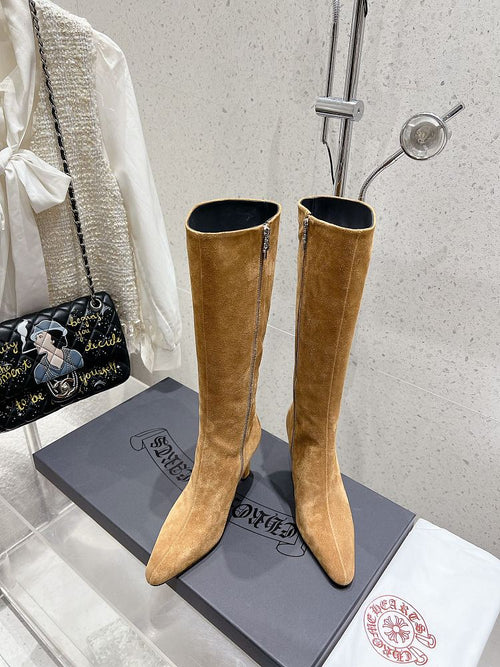 Chrome Heart Leather Heel Boots