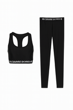Chrome Hearts Black Bralette & Leggings Set with White Logo