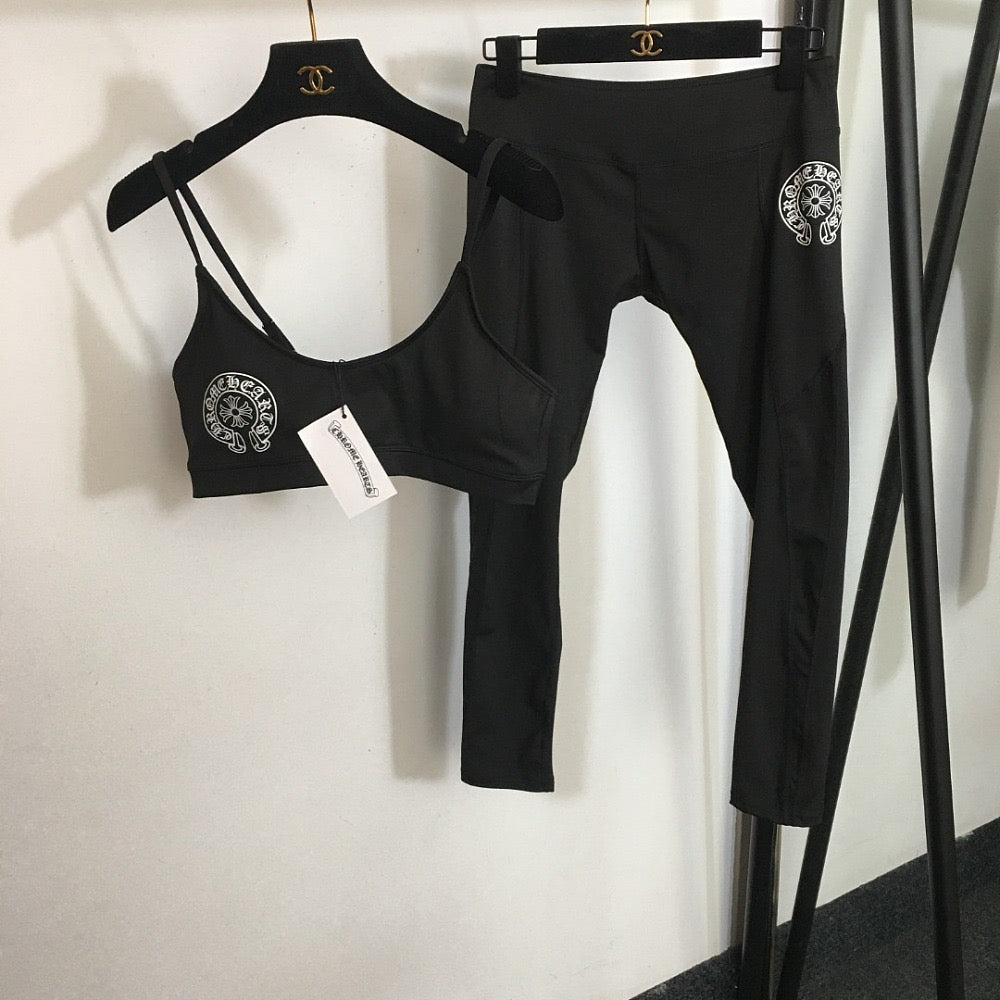 Chrome Hearts Stretch Logo Legging Set – Black – LUXE LIVING FASHIONS